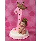 First Birthday Number One Pink Princess or Royal Blue Prince with Bottle Cake Topper Centerpiece Decoration